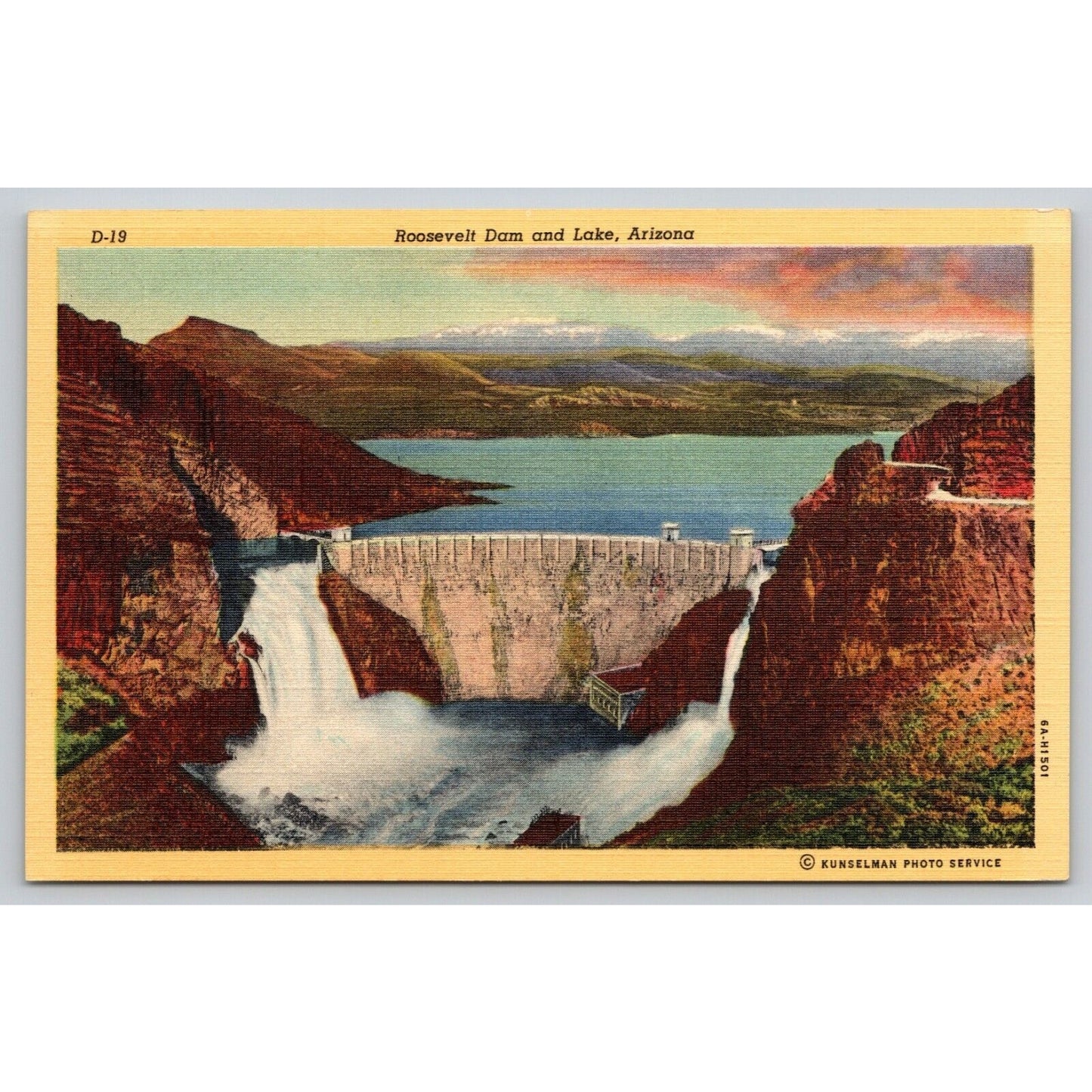 Postcard AZ Phoenix Roosevelt Dam And Lake