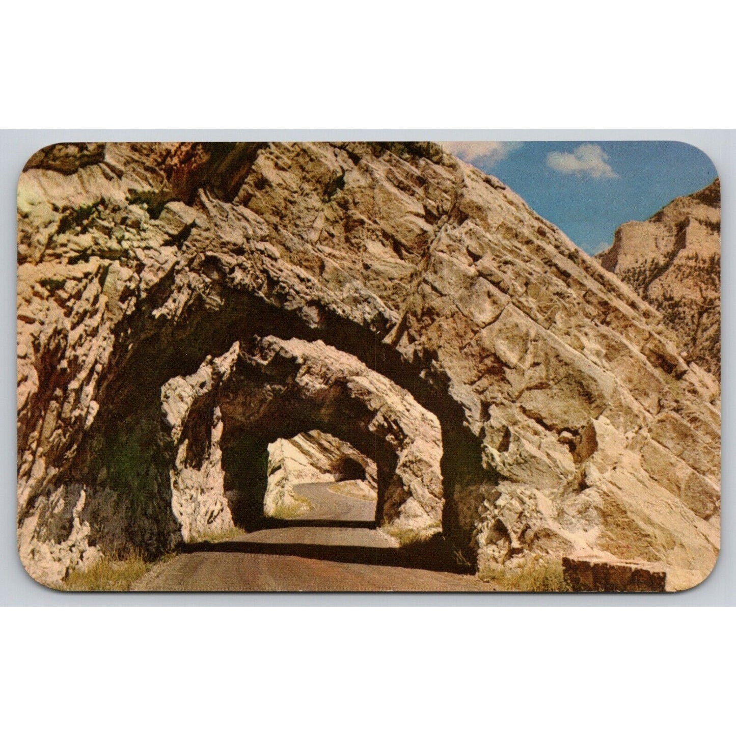 Postcard WY Yellowstone National Park Triple Tunnels Along Shoshone Lake