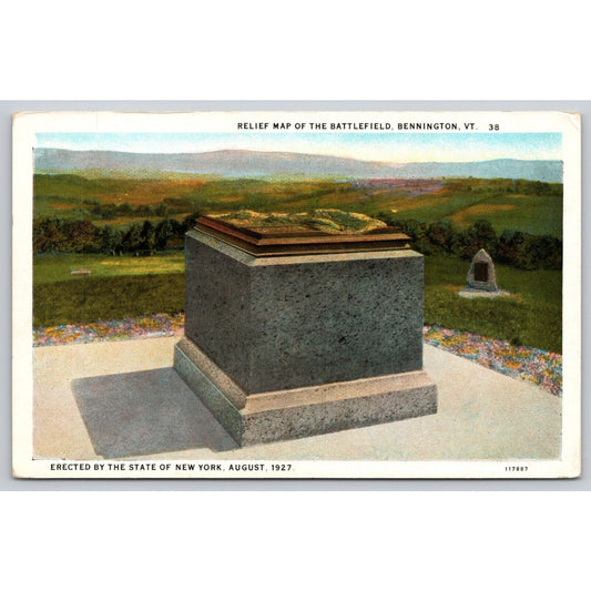 Postcard VT Bennington Relief Map Of The Battlefield