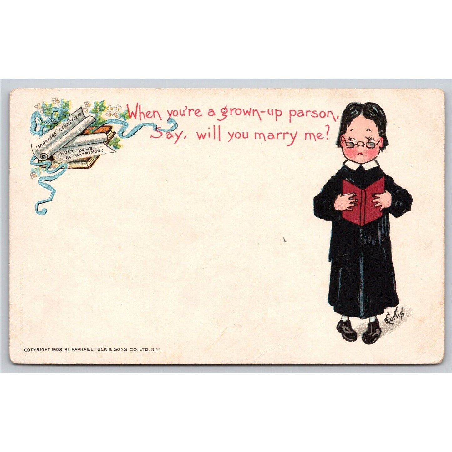 Postcard When You're A Grown-Up Parson Say Will You Marry Me Tuck