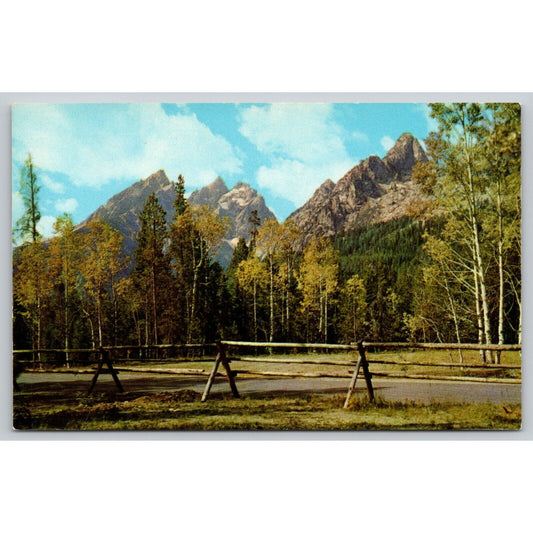 Postcard WY Grand Teton National Park Falls Colors In The Teton Range