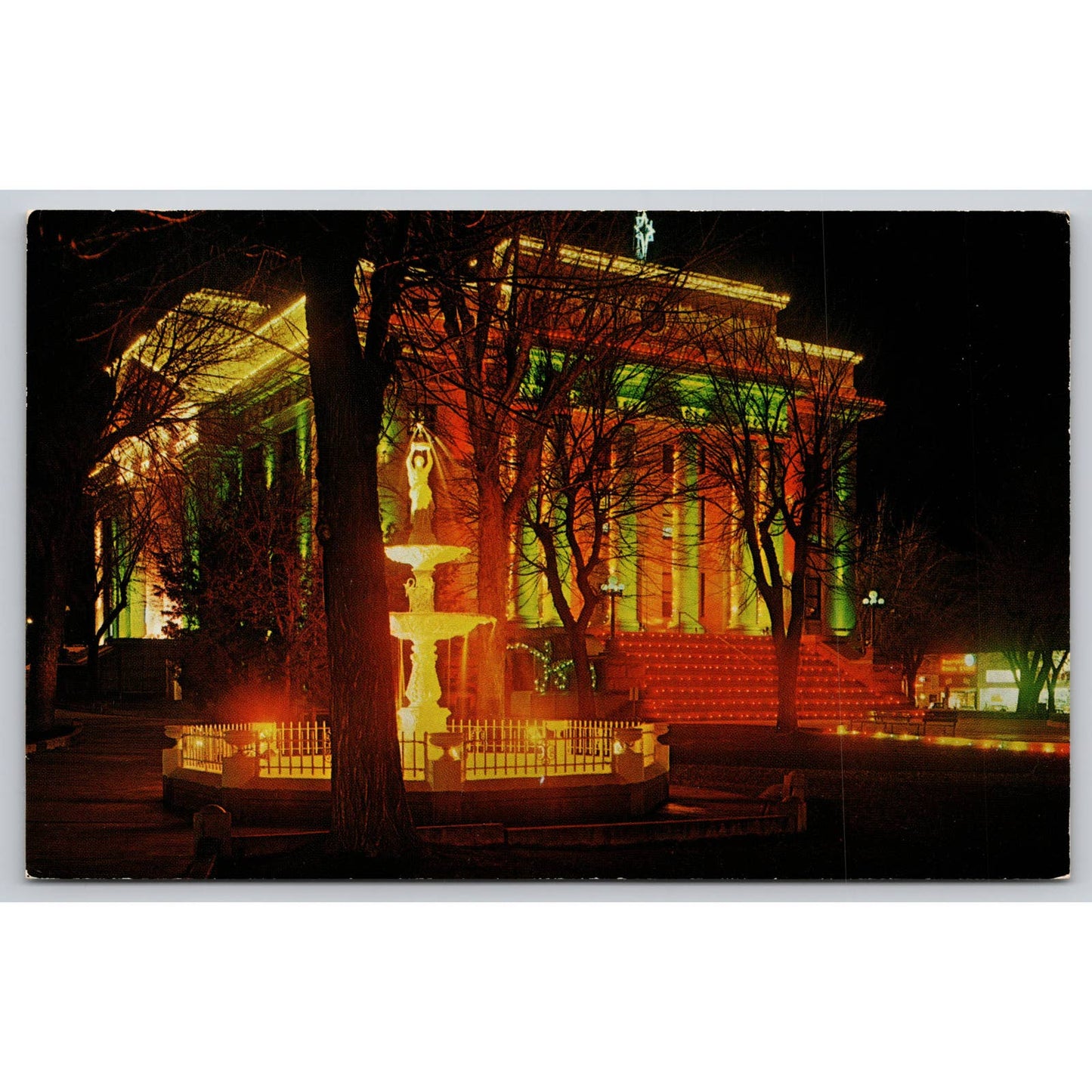 Postcard AZ Prescott Yavapai County Courthouse At Christmas Time