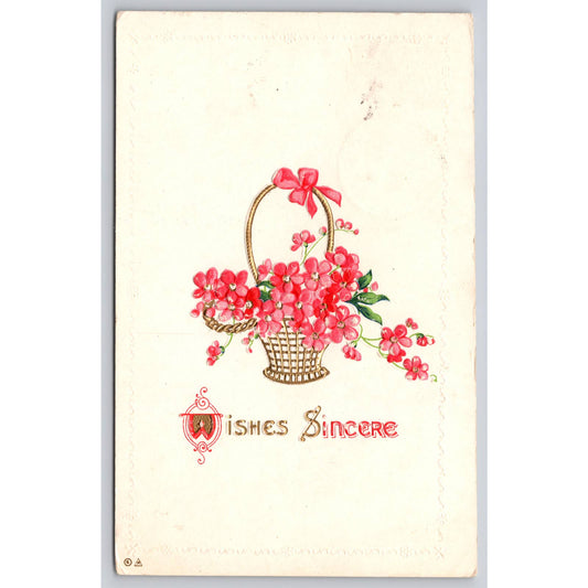 Postcard Wishes Sincere Flowers In Basket